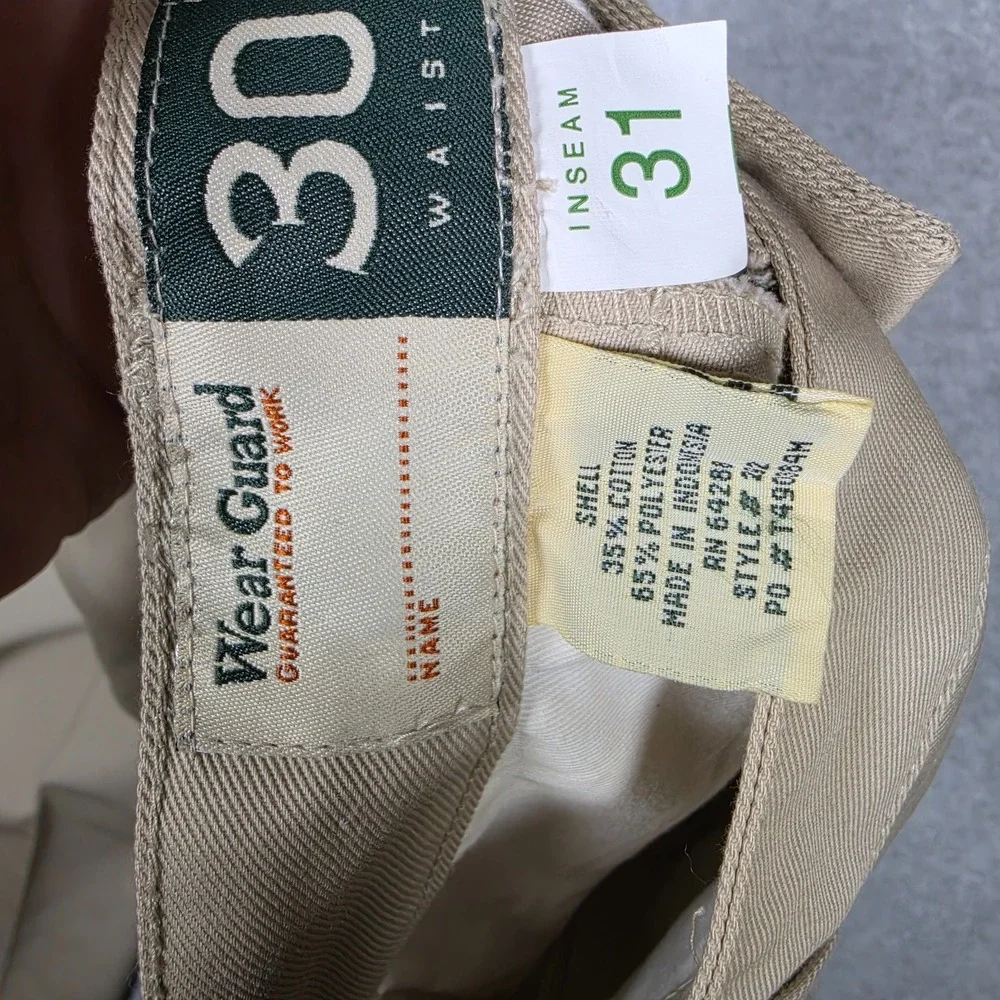 VTG WearGuard Pants Mens Sz 30x31 Tan Beige Stretch Waist Relaxed Straight NEW